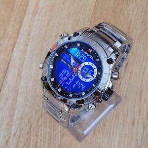 Naviforce Dual Display Watch in‎ Stainless Steel For Men